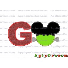 Frankenstein Mickey Mouse Applique Embroidery Design With Alphabet G