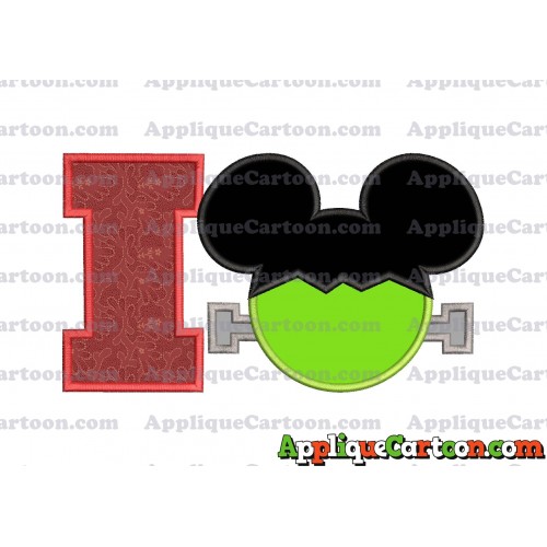 Frankenstein Mickey Mouse Applique Embroidery Design With Alphabet I