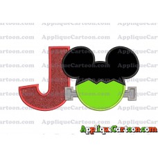 Frankenstein Mickey Mouse Applique Embroidery Design With Alphabet J