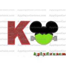 Frankenstein Mickey Mouse Applique Embroidery Design With Alphabet K