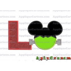 Frankenstein Mickey Mouse Applique Embroidery Design With Alphabet L