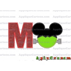 Frankenstein Mickey Mouse Applique Embroidery Design With Alphabet M