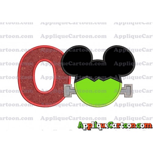 Frankenstein Mickey Mouse Applique Embroidery Design With Alphabet O