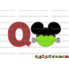 Frankenstein Mickey Mouse Applique Embroidery Design With Alphabet Q