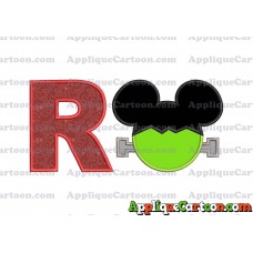 Frankenstein Mickey Mouse Applique Embroidery Design With Alphabet R