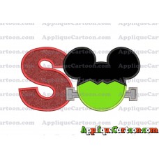 Frankenstein Mickey Mouse Applique Embroidery Design With Alphabet S