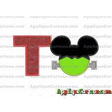 Frankenstein Mickey Mouse Applique Embroidery Design With Alphabet T
