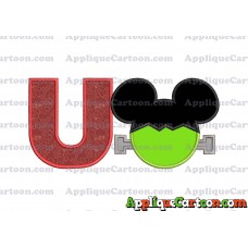 Frankenstein Mickey Mouse Applique Embroidery Design With Alphabet U