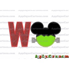 Frankenstein Mickey Mouse Applique Embroidery Design With Alphabet W