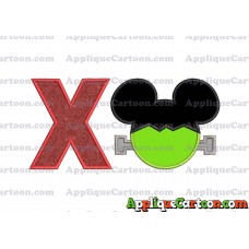 Frankenstein Mickey Mouse Applique Embroidery Design With Alphabet X