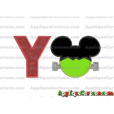Frankenstein Mickey Mouse Applique Embroidery Design With Alphabet Y