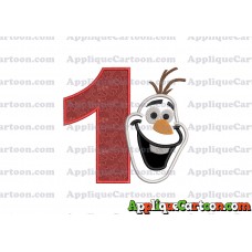 Frozen Snowman Applique Embroidery Design Birthday Number 1