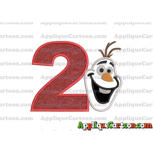 Frozen Snowman Applique Embroidery Design Birthday Number 2