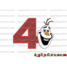 Frozen Snowman Applique Embroidery Design Birthday Number 4