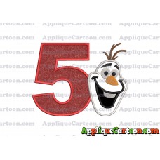 Frozen Snowman Applique Embroidery Design Birthday Number 5