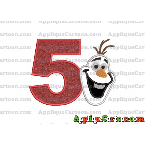 Frozen Snowman Applique Embroidery Design Birthday Number 5
