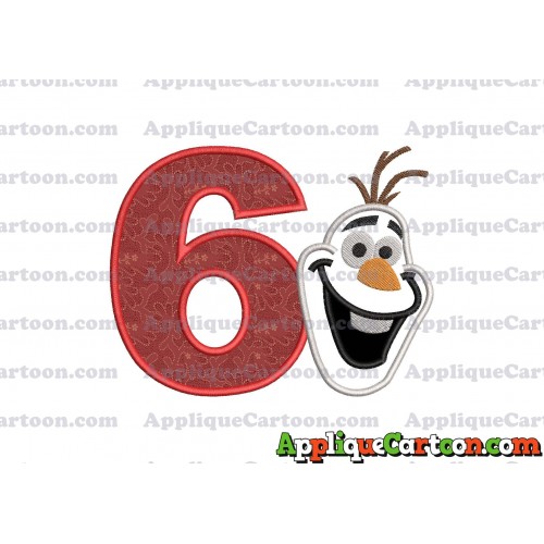 Frozen Snowman Applique Embroidery Design Birthday Number 6