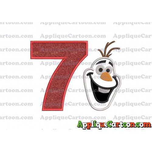 Frozen Snowman Applique Embroidery Design Birthday Number 7
