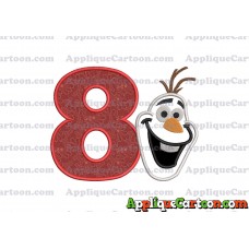 Frozen Snowman Applique Embroidery Design Birthday Number 8