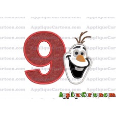 Frozen Snowman Applique Embroidery Design Birthday Number 9