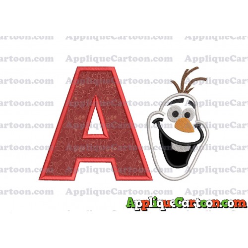 Frozen Snowman Applique Embroidery Design With Alphabet A