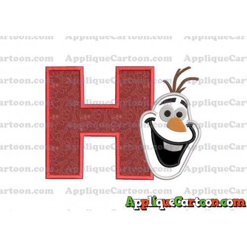 Frozen Snowman Applique Embroidery Design With Alphabet H