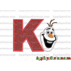 Frozen Snowman Applique Embroidery Design With Alphabet K