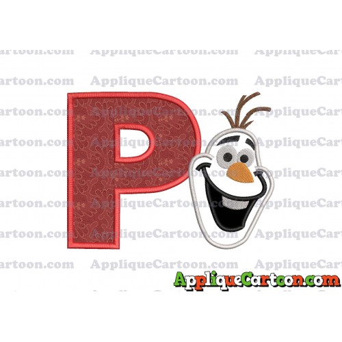 Frozen Snowman Applique Embroidery Design With Alphabet P