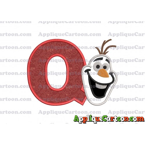 Frozen Snowman Applique Embroidery Design With Alphabet Q