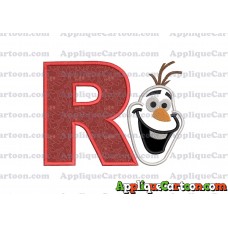 Frozen Snowman Applique Embroidery Design With Alphabet R