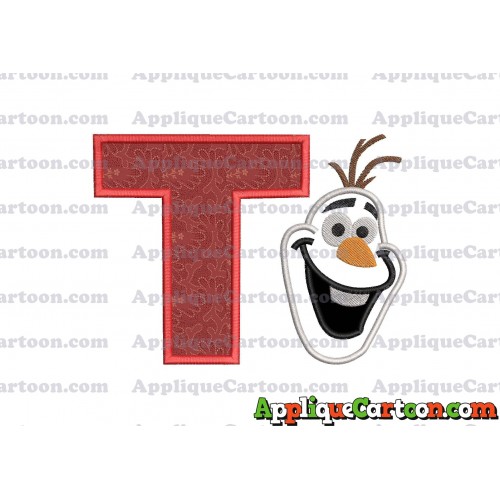 Frozen Snowman Applique Embroidery Design With Alphabet T