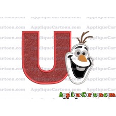 Frozen Snowman Applique Embroidery Design With Alphabet U