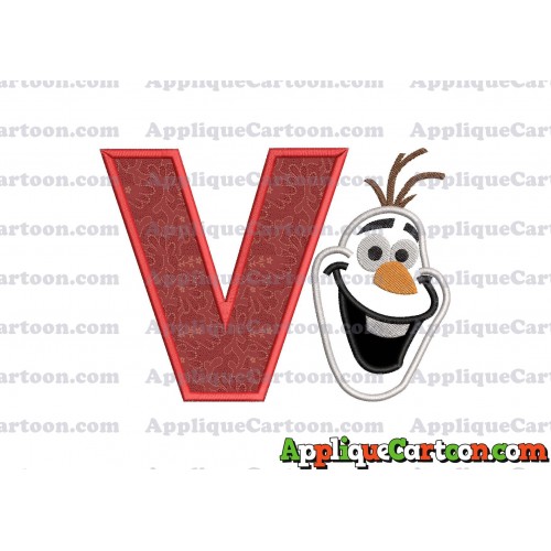 Frozen Snowman Applique Embroidery Design With Alphabet V