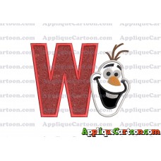 Frozen Snowman Applique Embroidery Design With Alphabet W