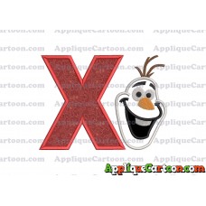Frozen Snowman Applique Embroidery Design With Alphabet X