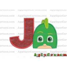Gekko Head PJ Masks Applique Embroidery Design With Alphabet J
