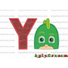 Gekko Head PJ Masks Applique Embroidery Design With Alphabet Y