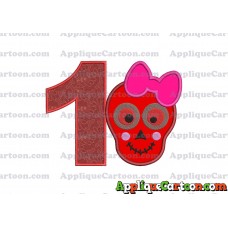 Girl Cute Skeleton Applique Embroidery Design Birthday Number 1