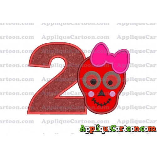 Girl Cute Skeleton Applique Embroidery Design Birthday Number 2