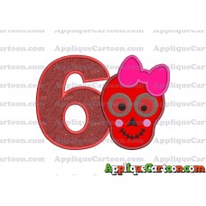Girl Cute Skeleton Applique Embroidery Design Birthday Number 6