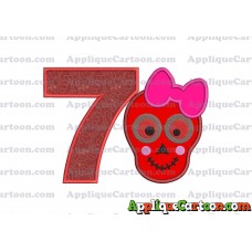 Girl Cute Skeleton Applique Embroidery Design Birthday Number 7
