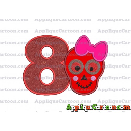 Girl Cute Skeleton Applique Embroidery Design Birthday Number 8