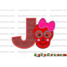 Girl Cute Skeleton Applique Embroidery Design With Alphabet J