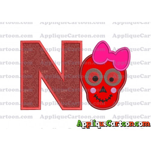 Girl Cute Skeleton Applique Embroidery Design With Alphabet N