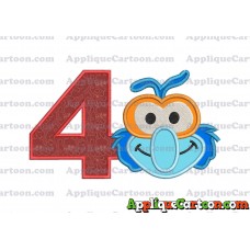 Gonzo Muppet Baby Head 01 Applique Embroidery Design Birthday Number 4