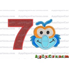 Gonzo Muppet Baby Head 01 Applique Embroidery Design Birthday Number 7