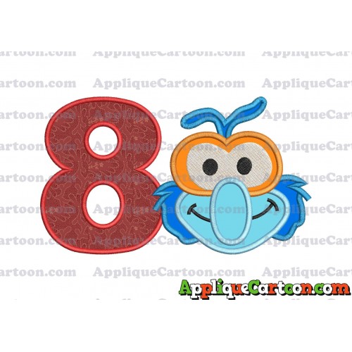 Gonzo Muppet Baby Head 01 Applique Embroidery Design Birthday Number 8