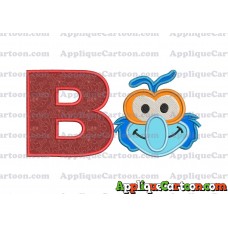 Gonzo Muppet Baby Head 01 Applique Embroidery Design With Alphabet B