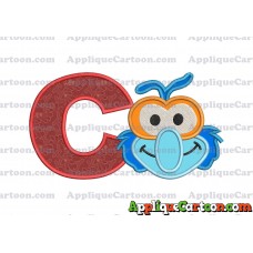 Gonzo Muppet Baby Head 01 Applique Embroidery Design With Alphabet C