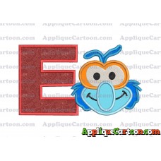 Gonzo Muppet Baby Head 01 Applique Embroidery Design With Alphabet E